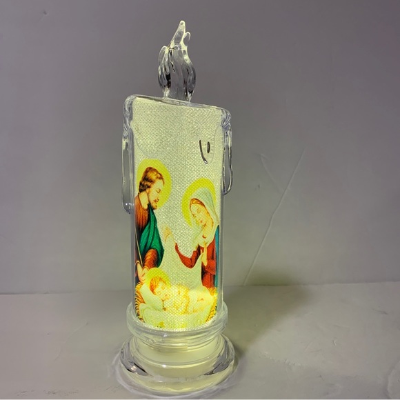 LED 7” Candle Flameles Devotional Religious Holy Family - Nativity New w/ Box - Picture 3 of 6